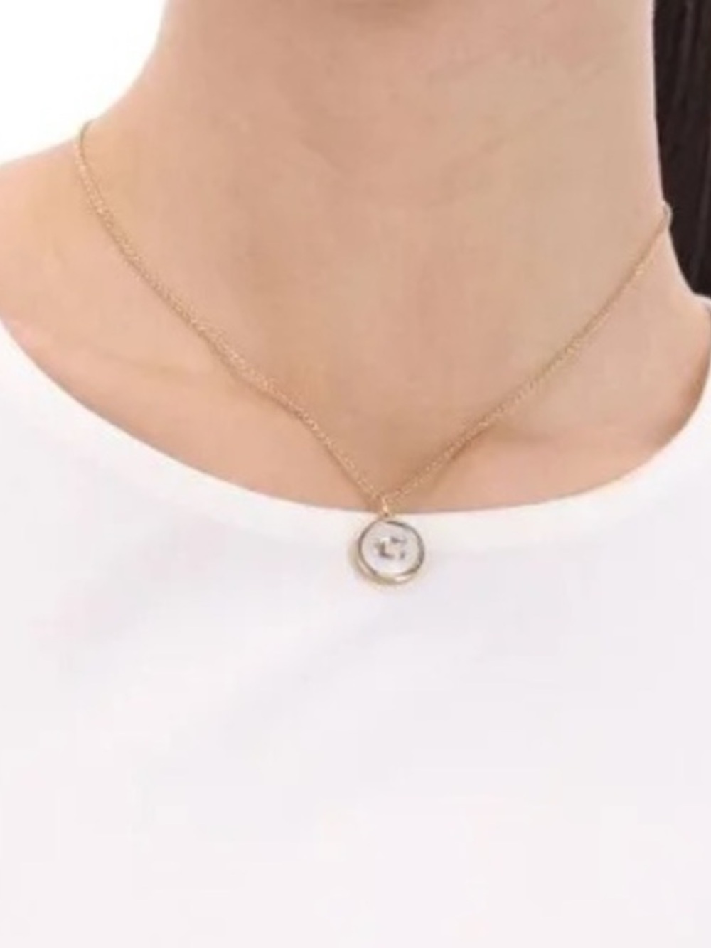 Coach Mother of pearl Coin Gold tone adjustable necklace